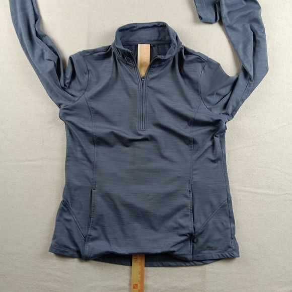 Eddie Bauer Womens Blue Gray Kangaroo Pocket QTR Zip Pullover - Large - Picture 16 of 16